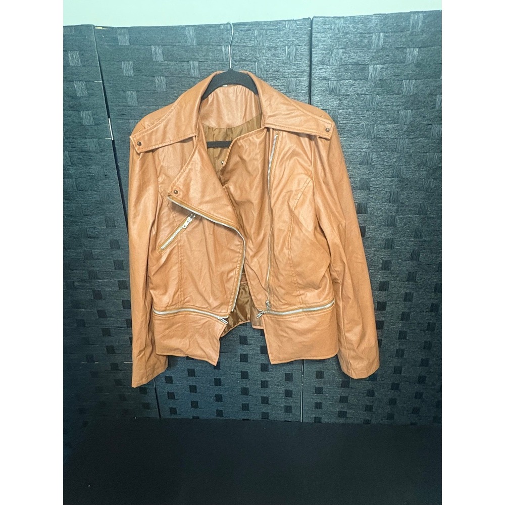 Unbranded brown faux leather jacket size 3X